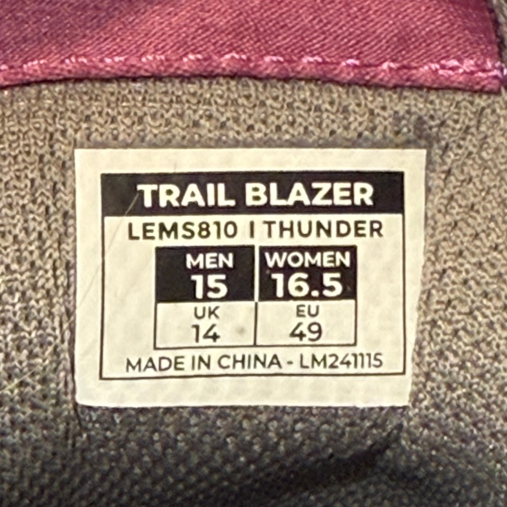 Lems Trail Blazer Thunder LEMS810 Mens 15 Zero Drop Wide Toe Box Hiking Shoes - Picture 2 of 11